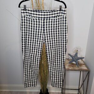 LOFT Marisa Cropped Gingham Pants Womens 4 Black White Plaid